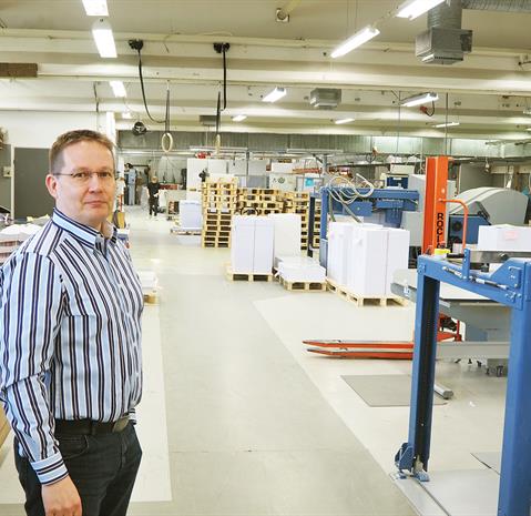 Sales manager Matti Heinämäki presenting the new premises.