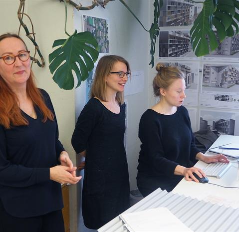 Architect Pia Ilonen (left in photo), together with architects Karoliina Hoppu (centre) and Anu Tahvanainen of Talli Architects.