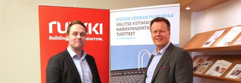 Jaakko Piri, Marketing Director, Piristeel (left), and Jouni Metsämäki, head of Residential Roofing business in Ruukki Construction