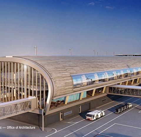 Roof elements from Lett-Tak have, for example, been used on Bølgen concert hall in Larvik and on a terminal building at Gardermoen airport in Oslo. Copyrights: Office of Architecture