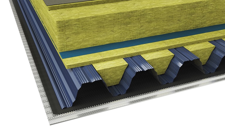 Ruukki T130M & T153 web perforated + infill + Ruukki T20 3/30 profile - Mineral wool image