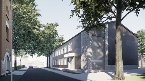 Renoveeritav ärihoone Valgas, millele paigaldatakse Baltikumi esimene Ruukki LowCarbon katus, valmistatud taaskasutatud materjalidest.